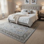 Modern Grey and Cream With Pink Accent Oushak 9x12 - Image 3