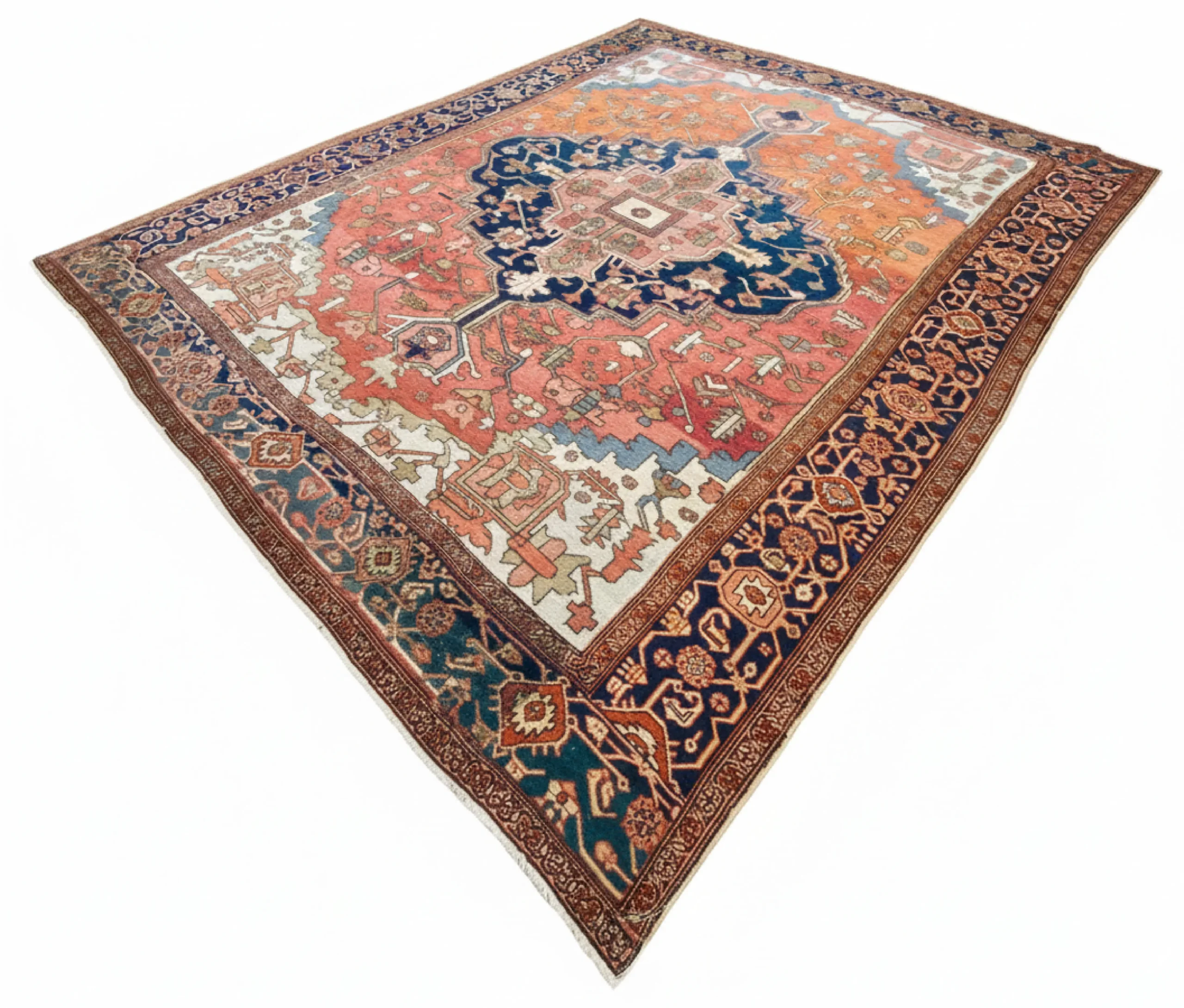 2 Antique Persian Serapi Circa (1890) 9.9x11.5 - Image 2