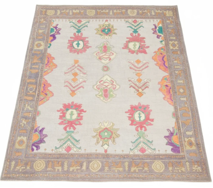 Antique Silk & Wool Oushak 10x12.7 - Image 3